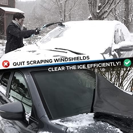 EcoNour Windshield Cover for Ice and Snow | Windshield Snow Cover with Side Mirror Cover & Wiper Protection | Oxford Fabric Winter Cover for Cars, SUVs, Trucks | Medium (69"x42")