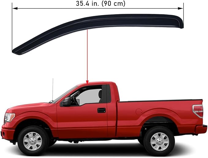 Lightronic Extra Durable Tape-on Window Visor, Fits 2004-2014 Ford F-150 SuperCab; 2009-2014 F-150 Regular/SuperCrew; 2010-2014 F-150 SVT Raptor SuperCab/SuperCrew, UV Protect Rain Guard, Smoke, 2-Pcs