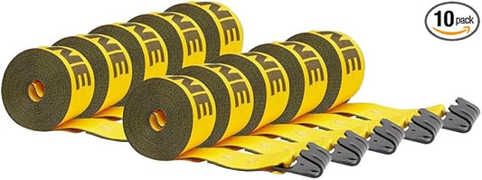 Mytee Products Kinedyne Winch Straps 4" x 30' Gold Heavy Duty Tie Down w/Flat Hooks WLL# 5400 lbs | 4 Inch Cargo Control for Flatbed Truck Utility Trailer (10 Pack)