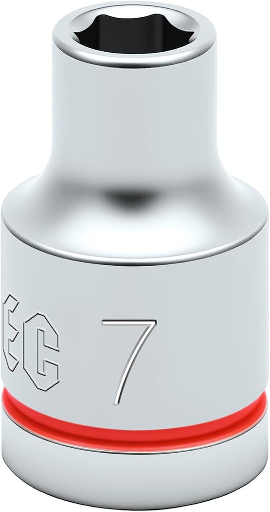 6-Point Shallow Impact Socket, 3/8-Inch Drive 7mm Socket, CR-V Drive Socket for Auto Repairing and Household
