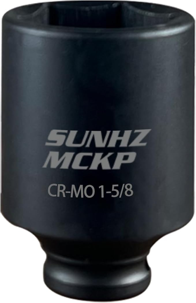 SUNHZMCKP 1/2 Inch Drive Impact Socket, SAE 1-5/8 In Deep 6 Point Socket, CR-MO, Axle Nut Impact Grade Socket for Easy Removal