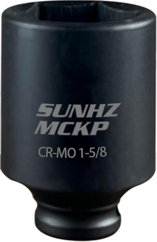 SUNHZMCKP 1/2 Inch Drive Impact Socket, SAE 1-5/8 In Deep 6 Point Socket, CR-MO, Axle Nut Impact Grade Socket for Easy Removal
