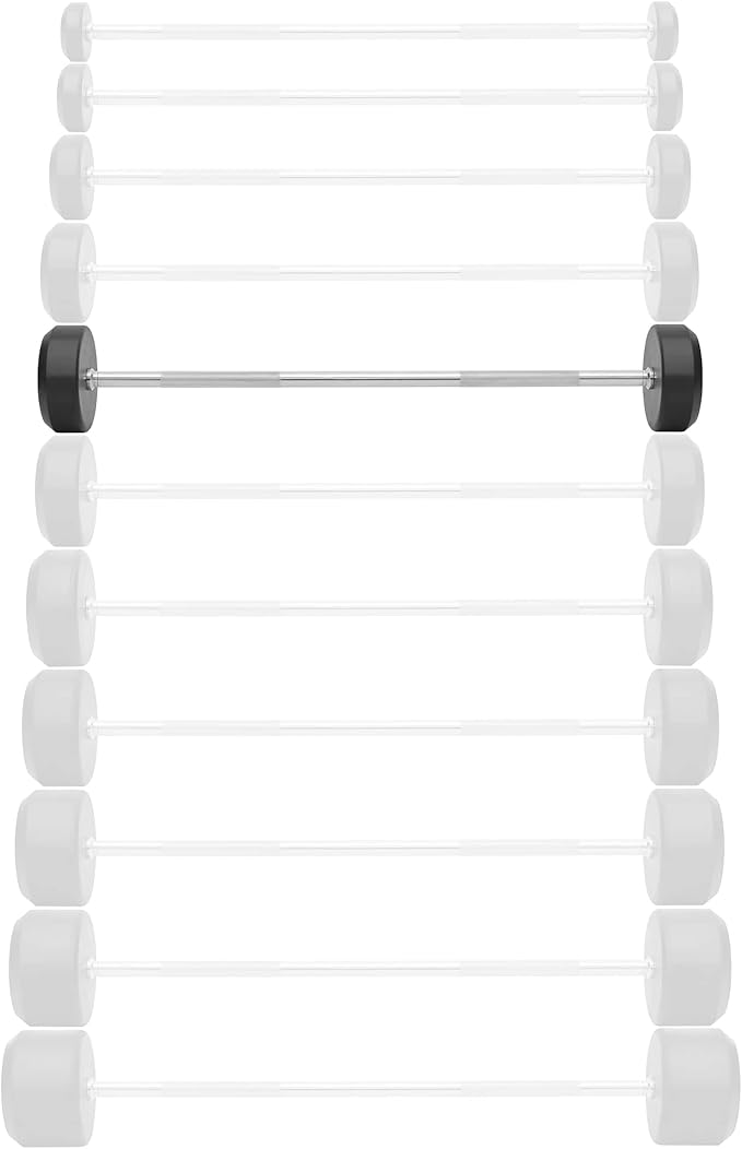 Philosophy Gym Rubber Fixed Barbell, Pre-Loaded Weight Straight Bar for Strength Training & Weightlifting