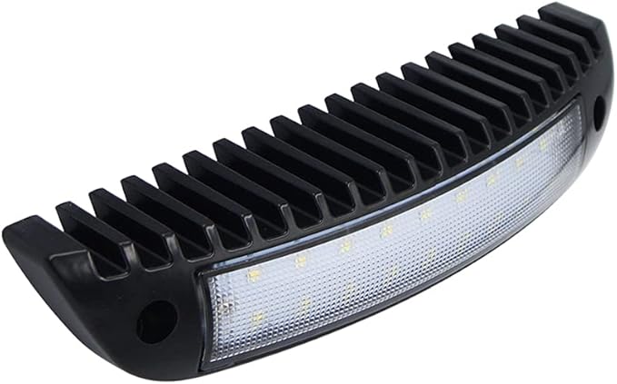 Raycharm 9.1" RV Low-Profile LED Awning Light Fixture, 40° Down Angle Focused Flood Beam, 6000K Cool-White, High Light-Output Low Ampere, Aluminum Housing Black Finish, 12V/24V, 1-Pack