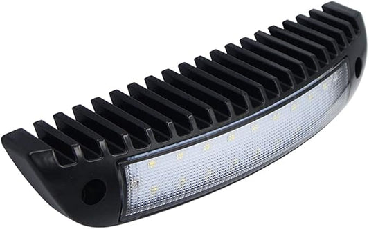 Raycharm 9.1" RV Low-Profile LED Awning Light Fixture, 40° Down Angle Focused Flood Beam, 6000K Cool-White, High Light-Output Low Ampere, Aluminum Housing Black Finish, 12V/24V, 1-Pack