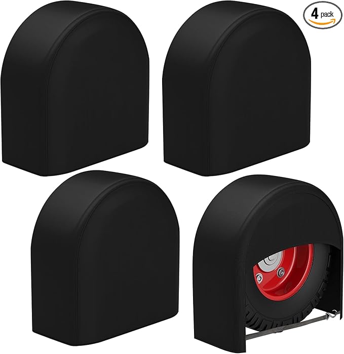 K-Musculo RV Tire Covers 4-Pack, Waterproof Wheel Covers for RV Wheel Travel Trailer Camper Truck SUV, Fit 30-32 Inch Tire Diameter (Black)