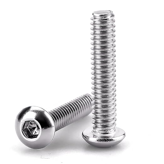 1/4-20 x 1-1/4" Button Head Socket Cap Bolts Screws, 304 Stainless Steel 18-8, Allen Hex Drive, Bright Finish, Fully Machine Thread, Pack of 25