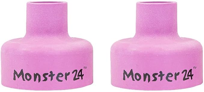 Monster #24 Ceramic Alumina TIG Cup Gas Nozzle for Welding Torch, 1.5" Orifice x 1" Long - 2 Pack