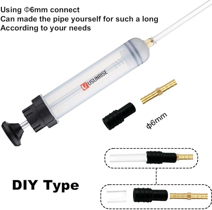 Automotive Fluid Extractor Pump,Oil Change Syringe with Long Hose,Syringe Style Pump for Power Steering Transmission Gear Oil & Brake Fluid Changes, Hand Vacuum Pump 200CC/200ML-3 ProType