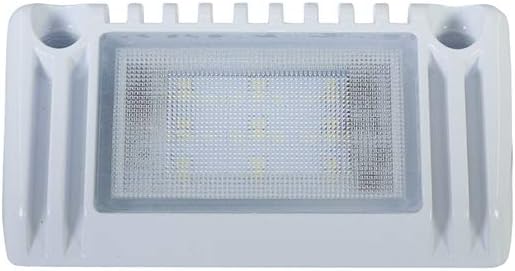 Raycharm 5" RV & Boat Exterior LED Work Lighting Fixture, 40° Down Angle Flood Beam, 6000K Cool-White, 12V/24V DC, High Lumen Output Low Current Draw, Waterproof White Finish, 1-Pack