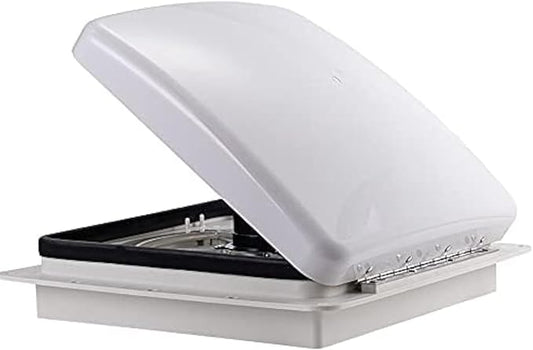 12V RV Roof Fan Vent 14'' 10-Speed Reversible Manual Lift Trailer Camper Van Lid (White)…