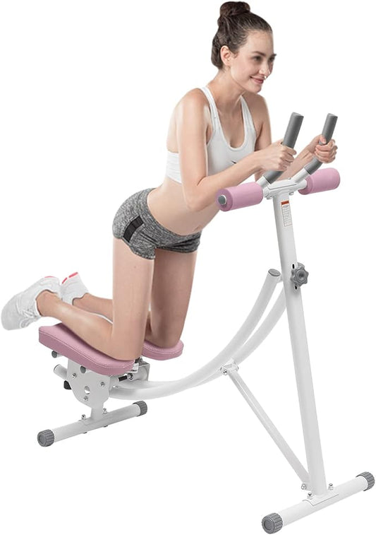 Abdominal Crunch Coaster, Height Adjustable Ab Trainer Abdominal Whole with LCD Monitor & Six Silent Rollers, Body Workout Machine for Home, Companies, Gyms
