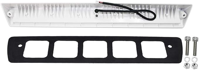 Raycharm 22.4" RV & Boat Exterior LED Porch Light Fixture, 40° Down Angle Flood Beam, 3000K Warm-White, 12V/24V DC, High Lumen Output Low Current Draw, Waterproof White Finish, 1-Pack