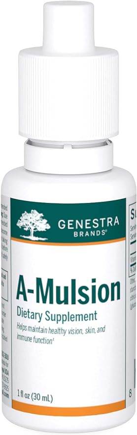 Genestra Brands A-Mulsion | Vitamin A Liquid to Support Immune System, Skin, Vision, Bones, and Teeth* | 1 Fl Oz | Citrus Flavor