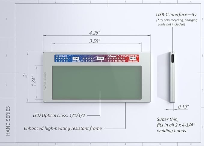 Tefuawe Hand Series 2x4 1/4 Automatic Welding Lens, 2 Amp TIG Rating, Variable Shade with Multiple Settings, For Stick Mig Tig