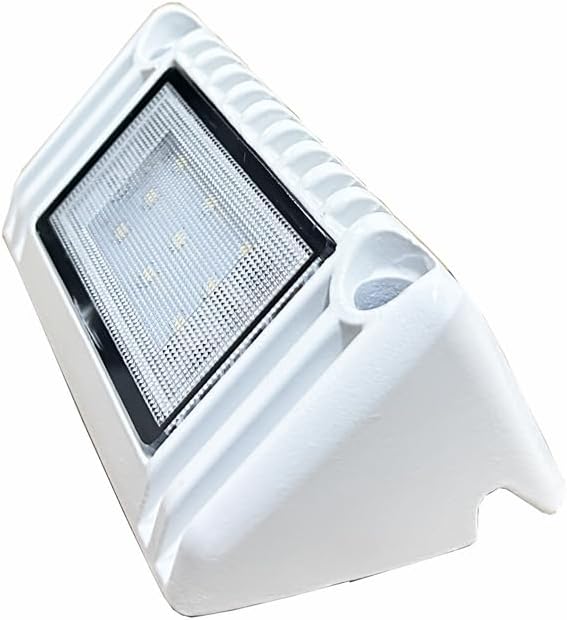 RV LED Porch Exterior Utility Lights, 5 inch Down Angle Flood Beam Awning Light, 3000K Warm-White 12V/24V DC 900 Lumen, White Finish Aluminum Housing, for RVs Trailers Campers, 1 Pack