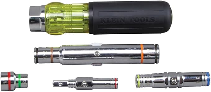 Klein Tools 32807MAG 7-in-1 Nut Driver, Magnetic Driver has SAE Hex Nut Sizes 1/4 to 9/16-Inch, Cushion Grip Handle for Added Torque