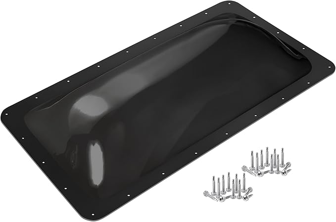 XMK 18" x 34" RV Skylight Replacement Fit 14" x 30" Skylights Openings, Camper RV Shower Skylight Cover Outer Dome for Campers Trailer Fifth Wheel Food Truck Motorhome, Impact Resistant (Black)
