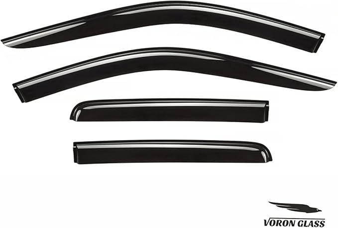 Voron Glass Tape-on Extra Durable Rain Guards for Trucks Chevrolet (Chevy) Silverado/GMC Sierra 1500 2019-2026 Double Cab, Window Deflectors, Vent Window Visors, 4 Pieces - 130090