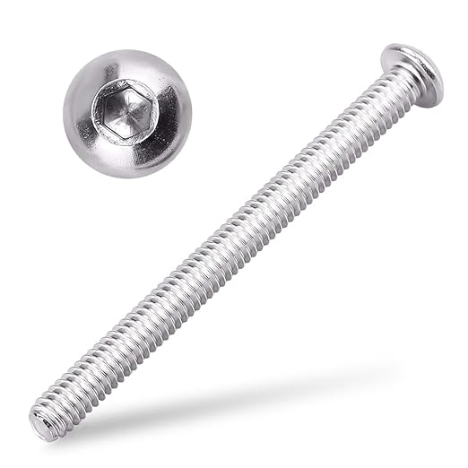 1/4-20 x 3 Button Head Socket Cap Bolts Screws, 304 Stainless Steel 18-8, Allen Hex Drive, Bright Finish, Fully Machine Thread, Pack of 30