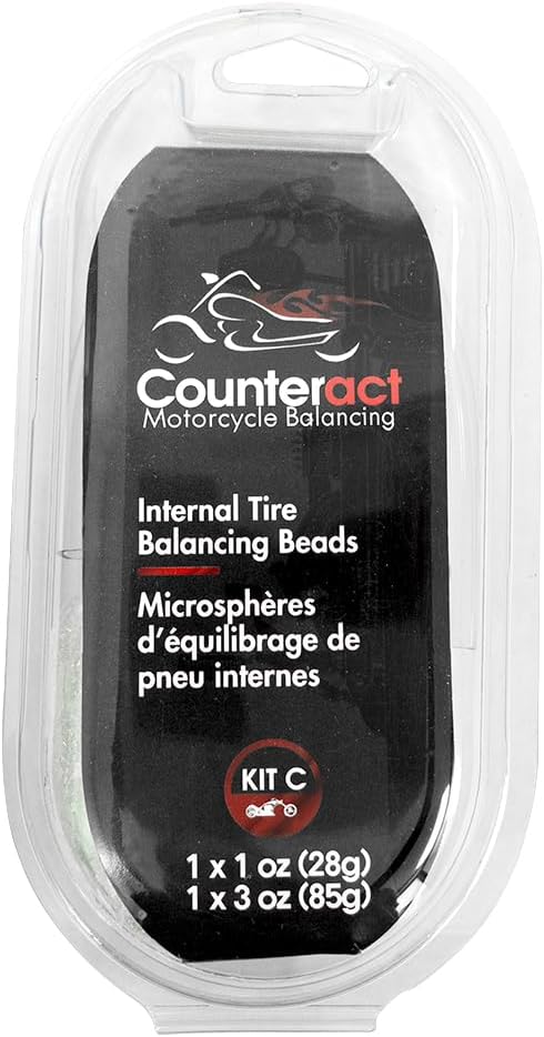 Counteract KIT-C Motorcycle Do It Yourself Tire/Wheel Balancing Beads Kit - (1) 1oz (1) 3oz DIY Bead Bags, (2) Valve Caps and Cores, (1) Core Remover, Injector Bottle