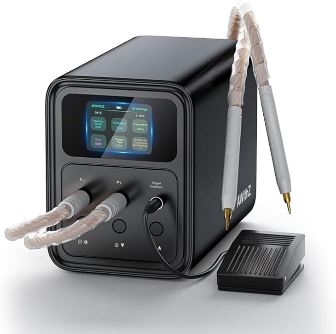 56.8 KW Capacitor Battery Spot Welder, AWithZ Spot Welder, 2-in-1 Automatic & Foot Pedal Two Modes Battery Farad Welding Equipment for 18650/LiFePO4 Lithium Battery Pack Building (P90C)