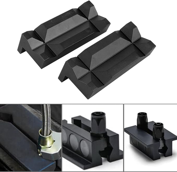 BARTOO Aluminum 4" Vise Jaws Pads, Magnetic Reversible Pipe Vise, AN Fitting Vice Jaw Covers, Professional Grade Multi-Purpose Vise Jaw Protective Inserts for Any Metal Bench Vice (4", Black)