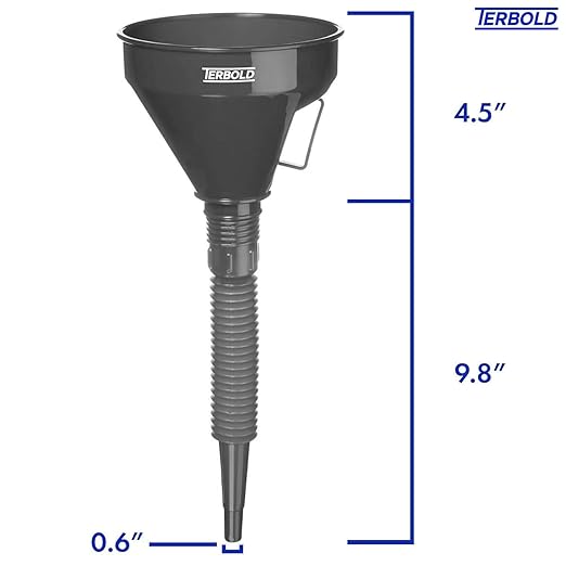 Automotive Flex Funnel with Hose | Wide Mouth Flexible Oil Funnel for Automotive Use - Gas, Transmission Fluid, Car Fuel, Oil Change (Grey)