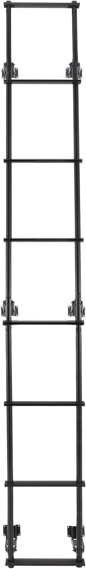 RecPro RV Toy Hauler Low Profile Universal 106.5" Collapsible Ladder with Hinges (Black)