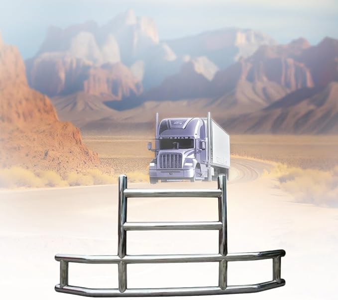 Mytee Products Medium Model Deer Grille Guard Compatible for T660 (2022) with Brackets - 84-2/5"x10"x42-3/5" Heavy Duty Polished Stainless Steel Grille Guard for Trucks