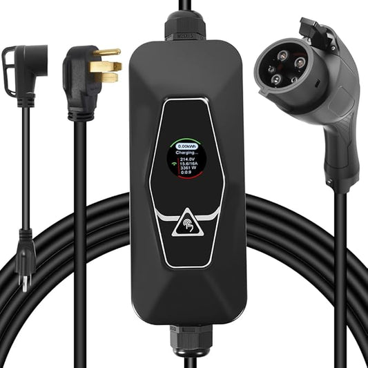 Level 2 EV Charger (WiFi, App, Plug and Play), 32 Amp, 240V Portable Electric Vehicle Charger for All J1772 EVs, Home & Outdoor Charging with NEMA 14-50(16 ft Plug)