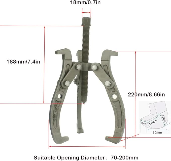 8" Gear Puller,3 Jaw Puller for Pulley Gear Bearing Flywheel Removal,2 Jaw / 3 Jaw Puller with Reversible Jaws, Bearing Puller Suitable for Automotive Repair and Industrial Maintenance (8in)