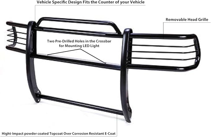 Black Horse Grille Brush Bumper Guard Modular Black Compatible with 2004-2006 Toyota Tundra-17TS27MA