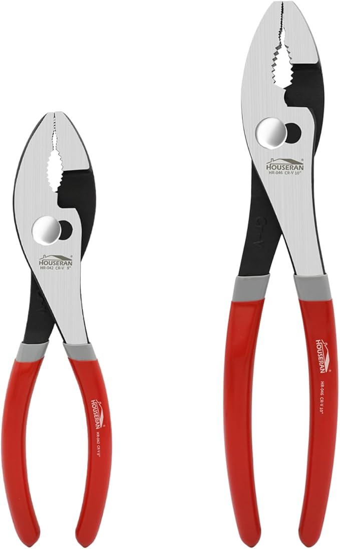 8-In and 10-In 2 PCS Slip Joint Pliers, Small Pliers with Non Slip Handle, High Carbon Steel, 8 Inch Grip Pliers for Tightening, Loosening and Gripping Nuts and Bolts