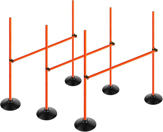 Orange Adjustable Height Agility Hurdle Set Multi-Function Soccer Trainning Pole Set Coaching Sticks with Rubber Base