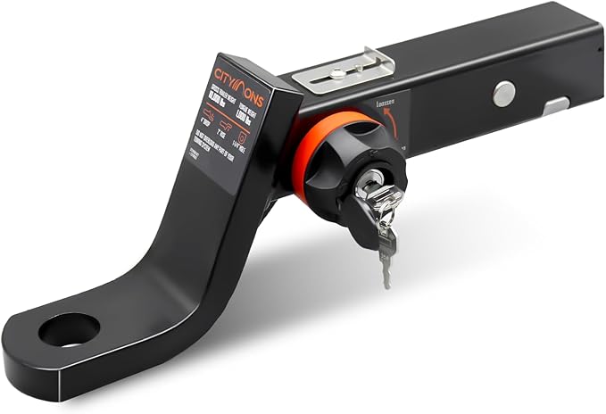 Endo-Hitch Trailer Ball Mount, Reduce Sway Anti-Rattle, 4" Drop Hitch Without Ball Fit 1-1/4 inch Hole for 2" Receiver, Tow Hitch with Lock, 10000 LBS GTW