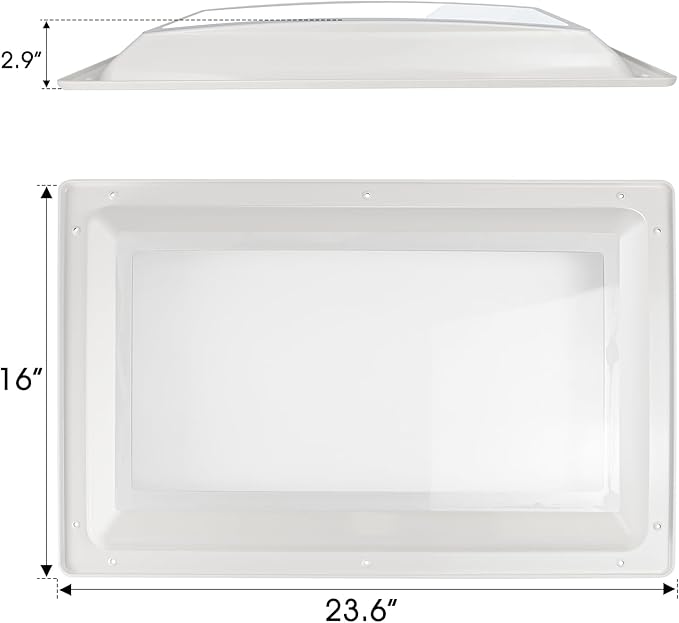 XMK RV Skylight Replacement Inner Dome, 14" x 22" x 2.9" RV Skylight Inner Dome with Clear Window for RV's Campers Food Trucks Shower Roof Opening, Include Screws