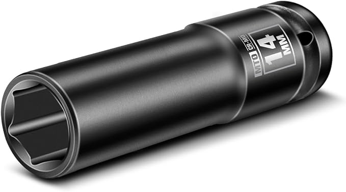 MTO 1/2" Drive 14mm Deep Impact Socket, 6 Pt. Metric Socket, CR-MO Steel & Anti-Corrosion Coating for Heavy-Duty Use