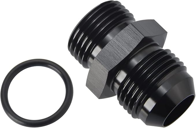 12AN Male Flare to 12AN ORB O-ring Boss Fuel Pump Rail Adapter Fitting Aluminum Black