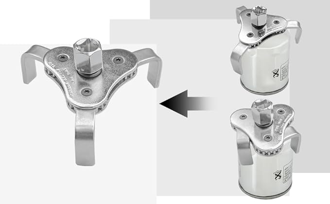 Universal Adjustable Oil Filter Wrench, Carbon Steel, 3-Jaw Design, 2.5-4.5 Inch Range, Suitable for Cars, Trucks, Motorcycles, Lawn Mowers