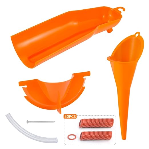 Oil Change Kit for Harley, 50Pcs O-Ring Primary Drain Plugs, Crankcase Fill Funnel, Primary Case and Drip Free Oil Filter Funnel, Oil Funnels Set for Harley Davidson Accessories