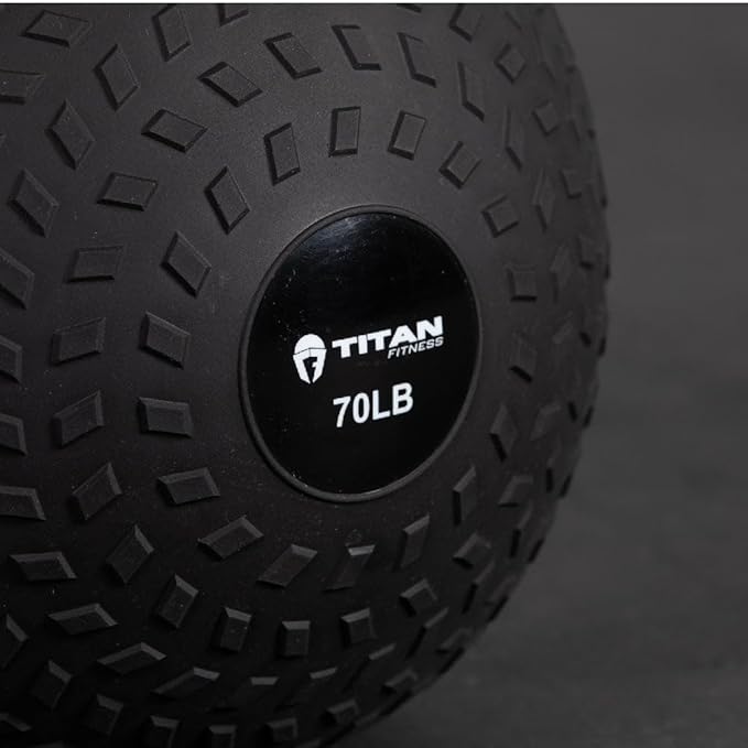 Titan Fitness Rubber Tread Slam Ball, Dead Bounce, Weight Workout - Throw, Catch, Slam, Twist