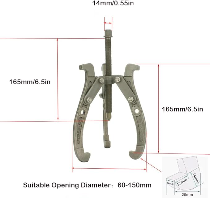 6" Gear Puller,3 Jaw Puller for Pulley Gear Bearing Flywheel Removal,2 Jaw / 3 Jaw Puller with Reversible Jaws, Bearing Puller Suitable for Automotive Repair and Industrial Maintenance