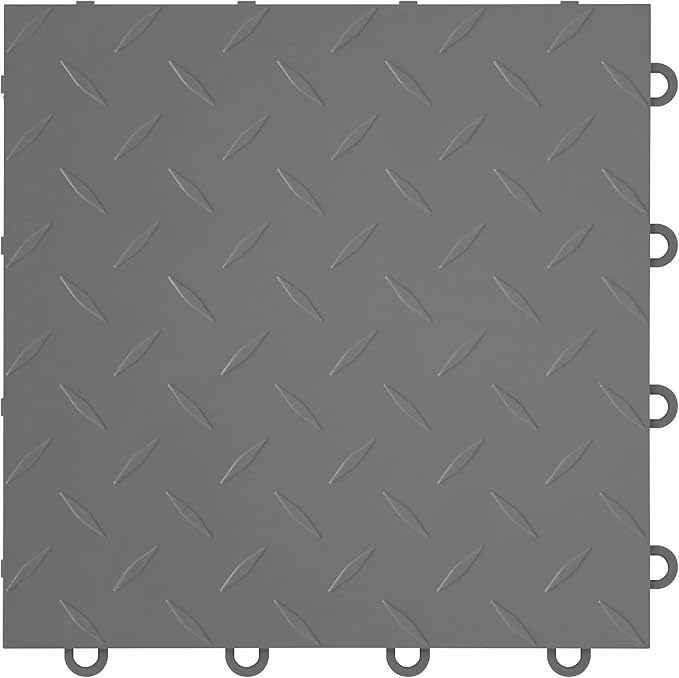 FlooringInc's Nitro 12"x12" Snap-Together Garage Flooring Tiles, Non-Slip Interlocking Plastic Garage Floor Mat, Garage Organization & Garage Storage, Diamond Pattern, Graphite, 1 Tile, 1 Sq/Ft