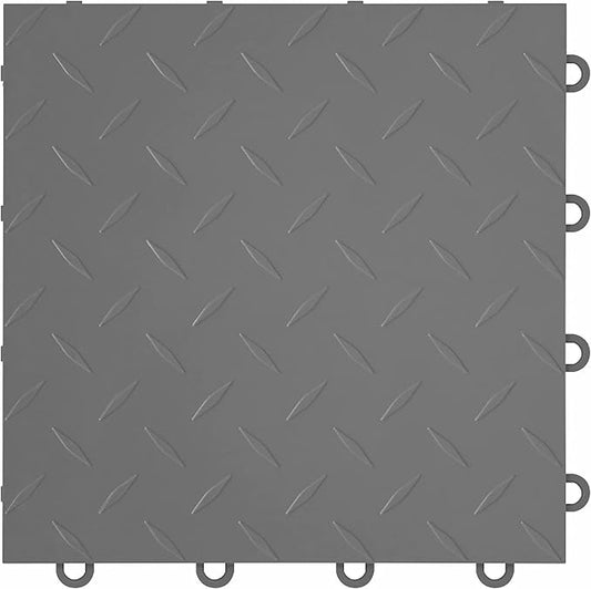 IncStores FlooringInc's Nitro 12"x12" Snap-Together Garage Flooring Tiles, Non-Slip Interlocking Plastic Floor Mat, Garage Organization & Storage, Diamond Pattern, Graphite, 52 Tiles, 52 Sq/Ft