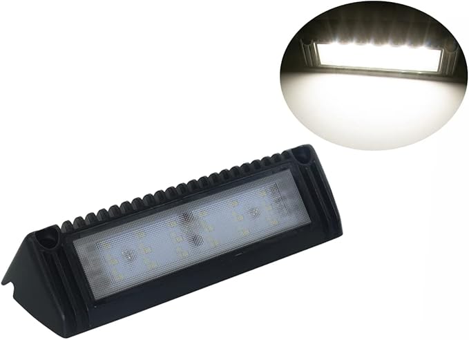 Raycharm 9" RV Exterior LED Scene Light Fixture, 40° Down Angle Flood Beam, 4000K Natural-White, 12V/24V DC, High Lumen Output Low Current Draw, Aluminum Housing Black Finish, 1-Pack