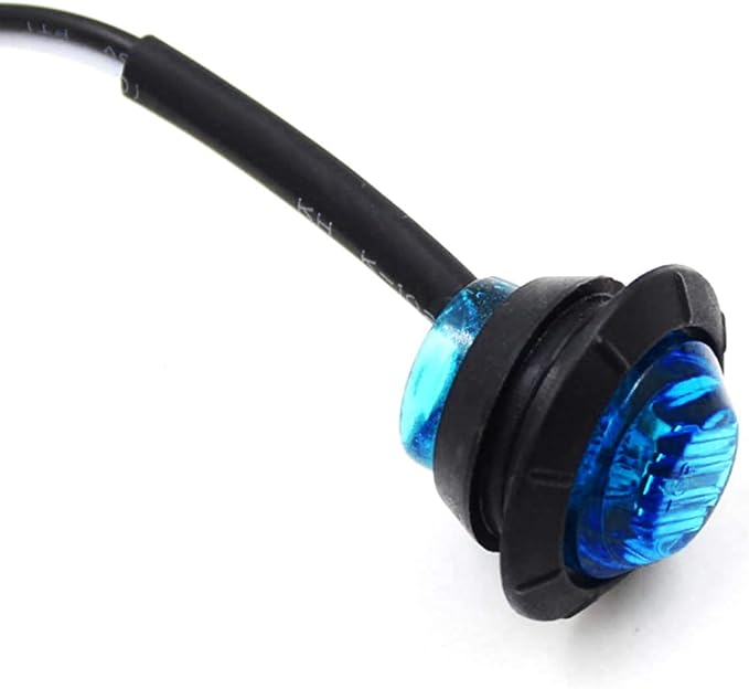 KEING 10 Pack Sealed Waterproof Mini Round 3/4 Inch Blue LED Marker lights Signal Light 12V for Trailer Truck Bus Pickup Van ATV RV Lorry Caravan, 5 Years Warranty