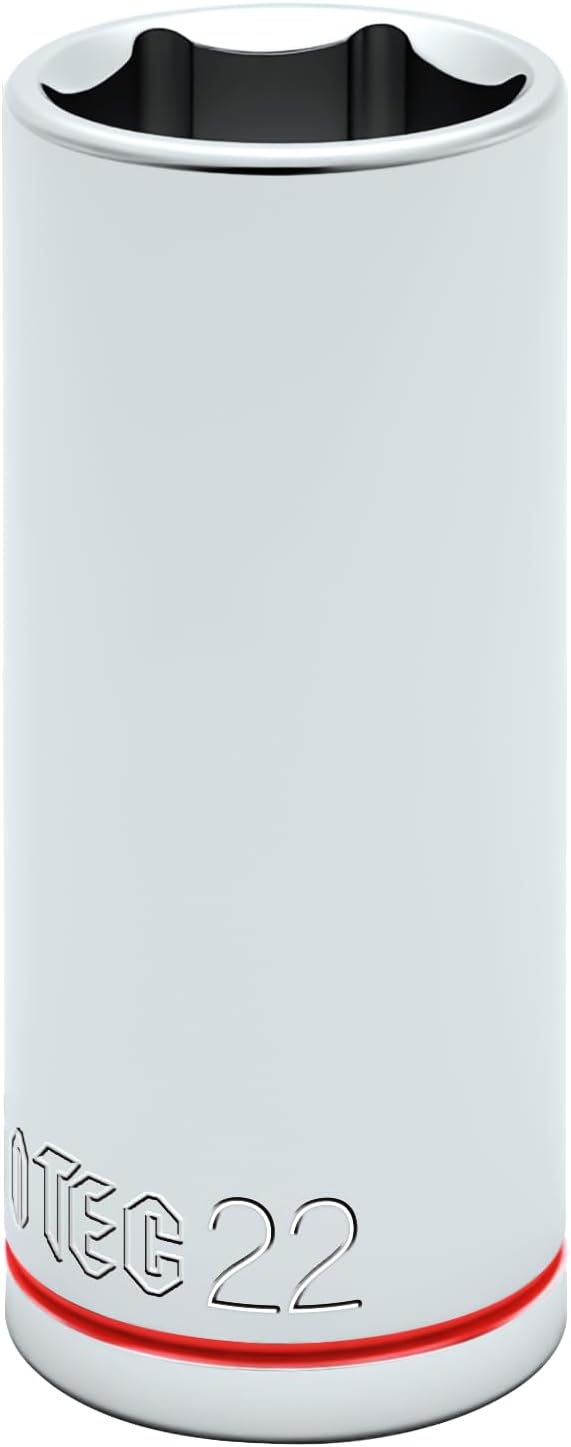 6-Point Deep Impact Socket, 3/8-Inch Drive 22mm inch Socket, CR-V Drive Socket for Auto Repairing and Household