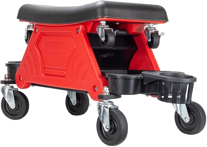 Maxshine Detailing Creeper Seat with Built-in Storage | 2-in-1 Modular Rolling Garage Stool with Tool Tray | Mechanic Shop Seat for Car Detailing, Polishing, Repairs & Auto Care