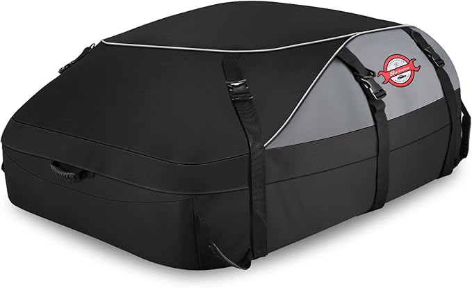 Sailnovo Rooftop Cargo Carrier Roof Bag, 20 Cubic feet Waterproof Roof Cargo Carrier fit car with/Without Luggage Rack - Vehicle Soft Shell Roof Cargo Box with Tie-Down Strap, Safety Hook
